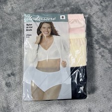 Vintage Underscore Nylon Briefs Womens 8 XL Hi Cut Panties JCPenney 3 Pack NEW