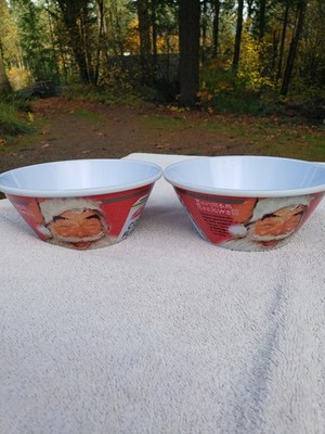 Kellogg's Set Of 2 Corn Flakes 100th Anniv. Norman Rockwell Santa Cereal Bowls 