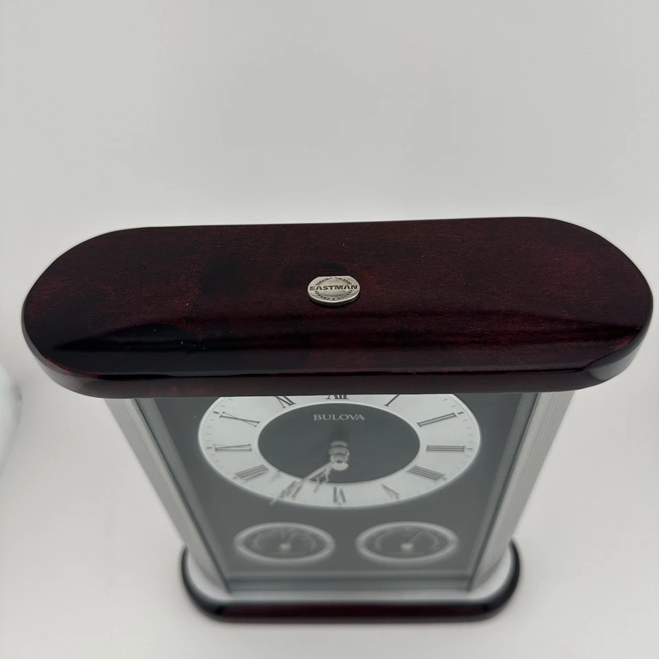 B7590 Bulova Belvedere Executive Desk Mantel Clock Weather Station Hygrometer - Image 2 of 4