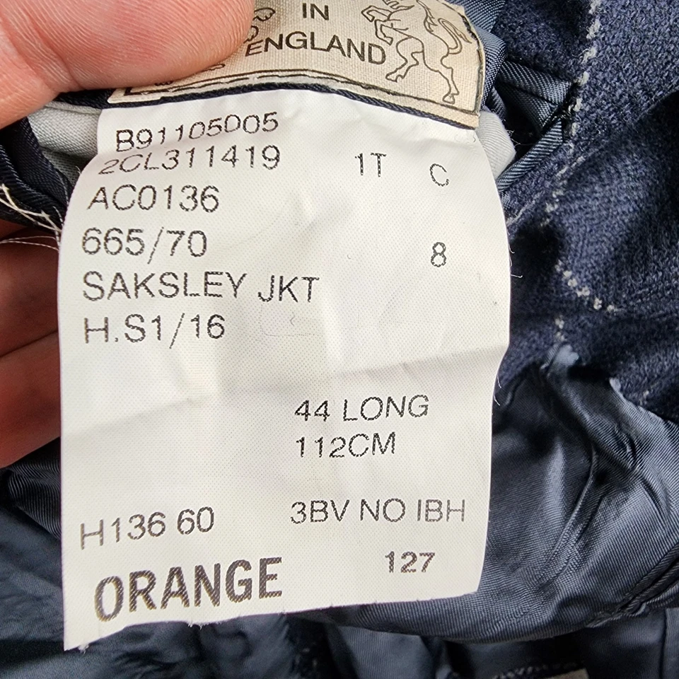 Chester Barrie Blazer мужской 44L синий клетку шерсти кашемир Savile ряд 3 пуговицы пальто - Изображение 4 из 4