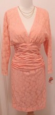 HALSTON III PEACH LACE DRESS VINTAGE 80s NWT