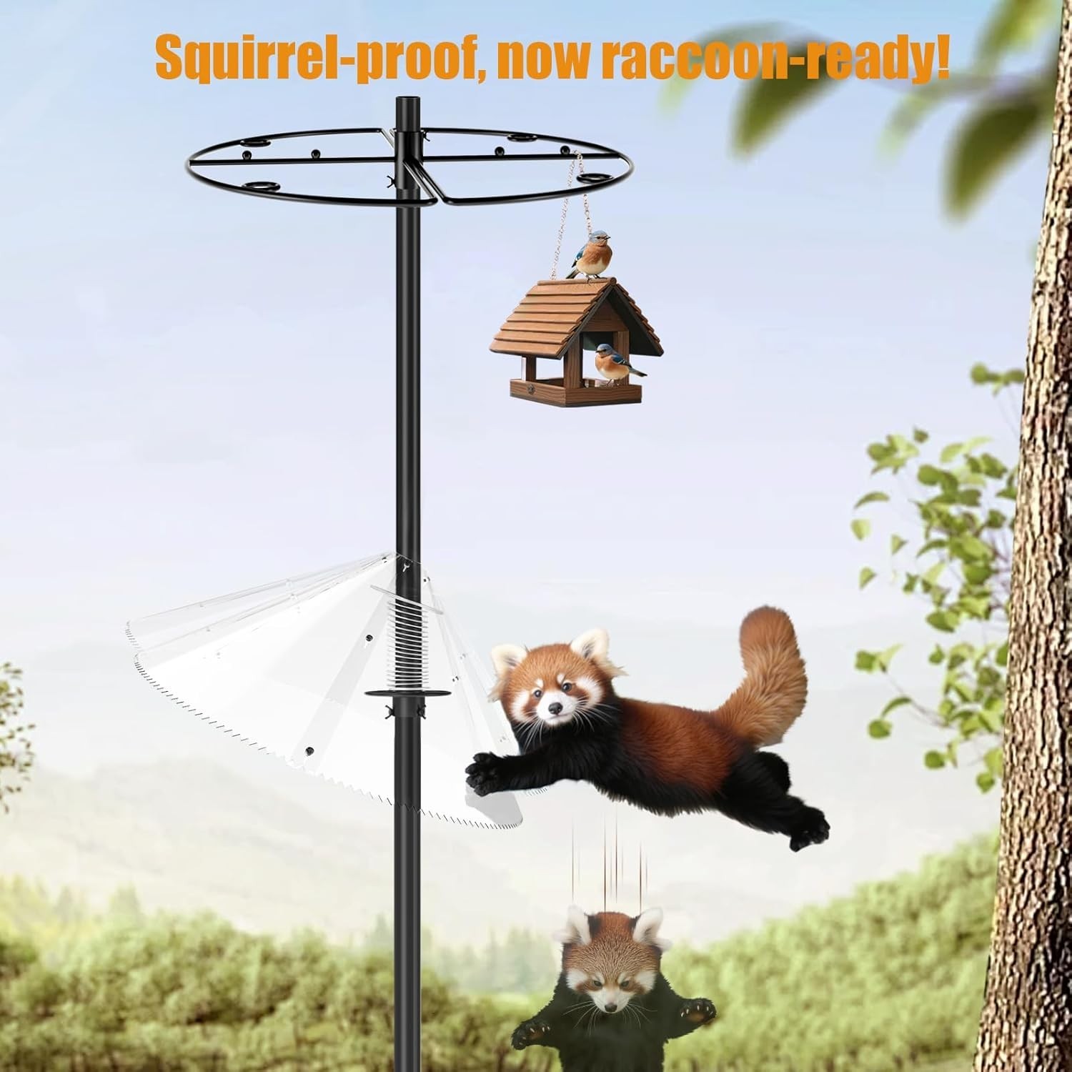 Squirrel Baffle for Bird Feeder Pole - 19 Inch Metal Guard for Shepherd’s Hoo...