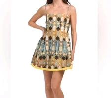 Christian Lacroix Womens Linen Fringe Trim A Line Dress Multi Size S