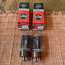 Pair RCA 5R4GYB Rectifier Vacuum Tubes Black Plate Matching Date Stamps