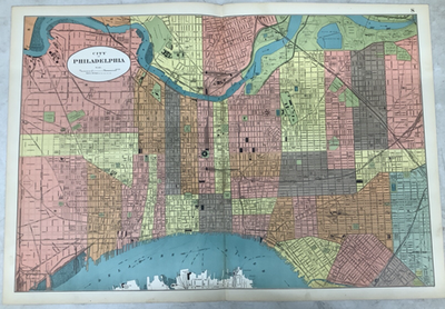 1901 Atlas Map City of Philadelphia (Downtown) Pennsylvania 19 x