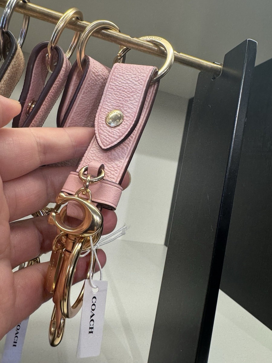 COACH CZ088 Trigger Snap Bag Charm Powder Pink Key Chain FOB | eBay