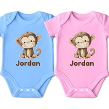 Personalised Cheeky Monkey Baby Bodysuit.  Soft Cotton Name Gift for Newborn