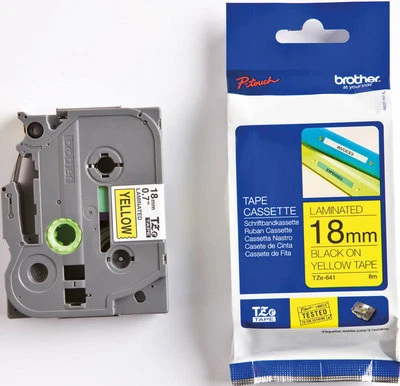 Beschriftungsband Brother P-touch TZe-641 original TZ641 sw/gelb 18 mm/8m d400vp