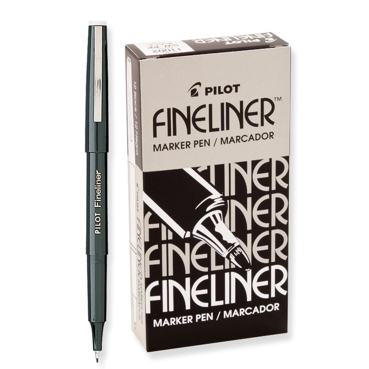 11002 Pilot Fineliner Marker Pen, Fine Fiber Tip, Black Ink, Pack