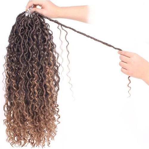 14-24" Goddess Faux Locs Crochet Braids Boho Curls River Locs Hair Extensions - Picture 5 of 32
