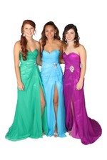 New Alyce Paris 35442 B'Dazzle Sky Blue Chiffon Prom Dress with Leg Slit
