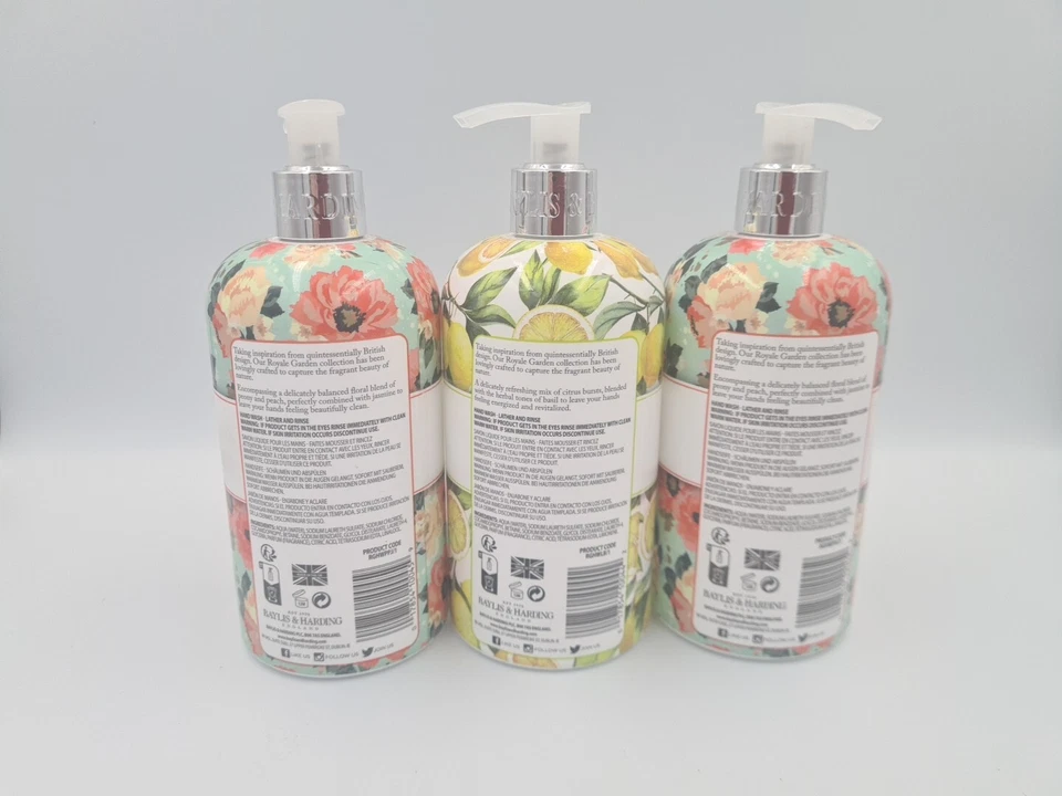 Baylis & Harding Royale Garden Hand Wash Set Peach Peony & Jasmine Lemon & Basil - Image 2 of 4