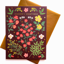 RIFLE PAPER CO. Greeting Card  Envelope "HAWTHORNE HOLIDAY" Floral Gold BlankA2