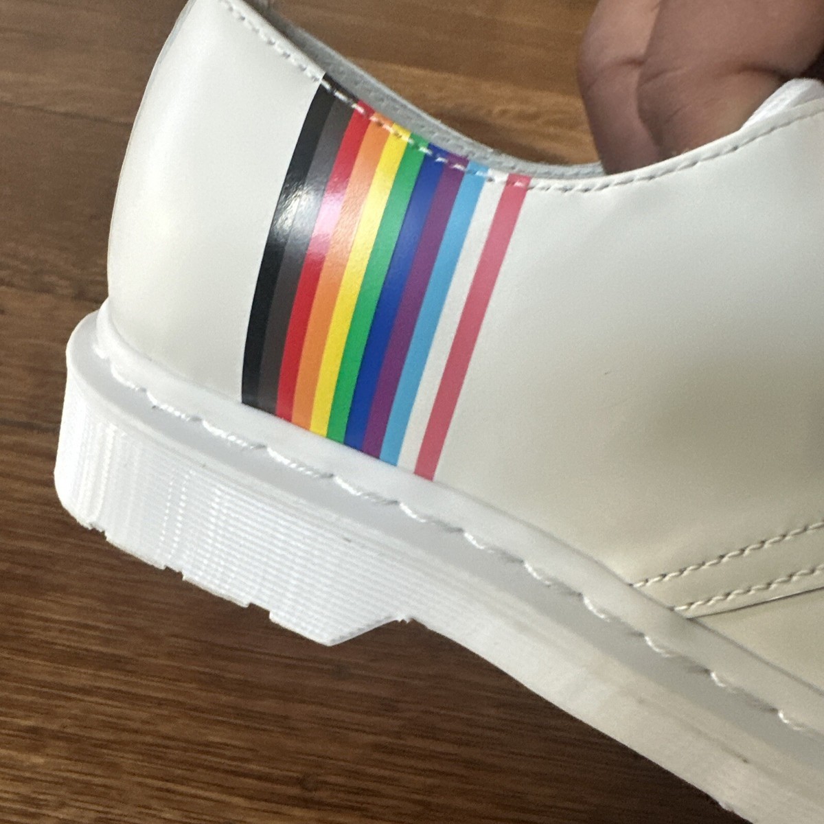 Size 6 Dr. Martens White Mens Lace-Up Pride Derby‎ Rainbow Leather Shoes 27522 Dr Martens 1461 pride smooth oxford men | Mercari main image 2