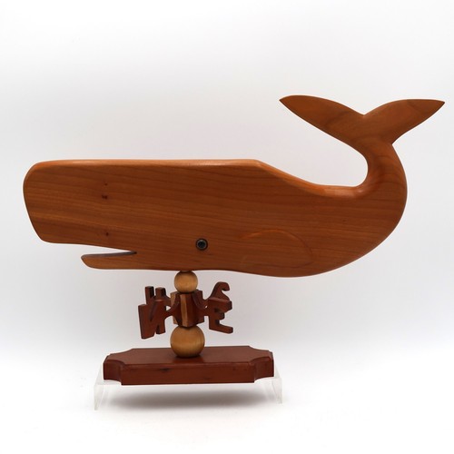 Desktop Whale Weathervane Hand Carved 1990 "John Hanebury" 17.5" X11.5" Ex-Cond