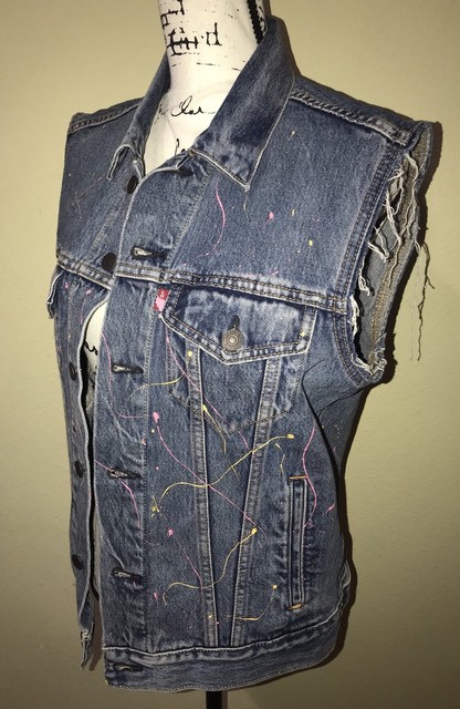 men's denim trucker vest