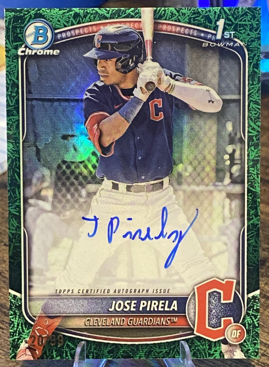 2025 Bowman Cleveland Guardians Jose Pirela 1ST Chrome Auto 20/99 Green Grass