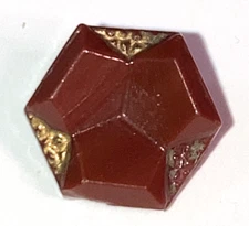 VTG Diminiative Brown Glass Button Cubes Relief Art Deco Tunnel Shank 3/8"