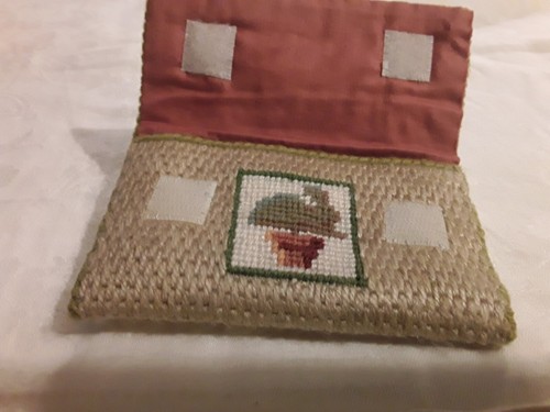 Small Hand Sewn Needlepoint Topiary Design Tissue Holder For Handbag - Picture 2 of 4
