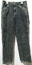 Dickies Cargo Pants Black Acid Wash Straight Leg Grunge Women's Size 5 27"
