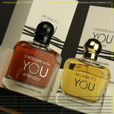 CAPRIOLE SET OF 2 PERFUMES STRONGER WITH YOU INTENSELY & BECAUSE IT'S YOU 100ML FRAGRANCE
