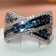 1.9ctw Natural Ceylon Blue Sapphire White Zircon Sterling Silver Ring Size 6