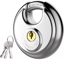 Puroma Keyed Padlock, Stainless Steel Discus Lock Heavy Duty Locks with 3 Keys