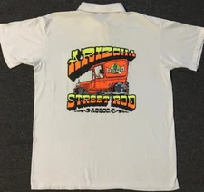 Vtg 80s Arizona Hot Rod Assoc. Faded Polo Shirt M USA Race Car Grunge Biker 90s