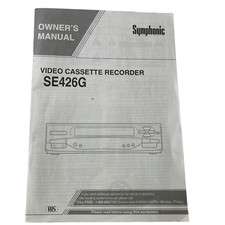 Symphonic Video Cassette Recorder SE426G Owner's Manual Instruction Book