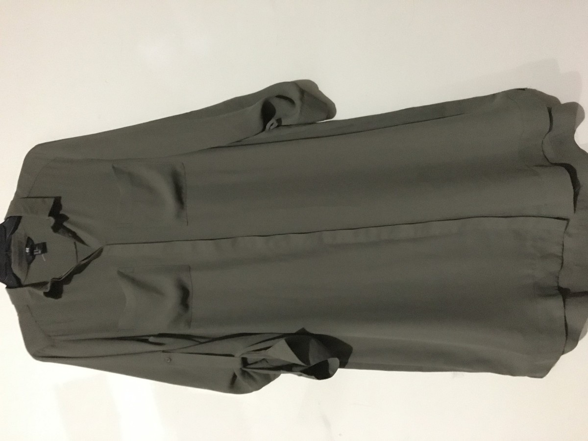 H&M Size 10 Olive Green Tunic Button down Shirt Dress Women Stylish | eBay