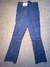 VTG 70S GIRLS KIDS 8 KARMAN SIDE ZIP DENIM BOOT CUT WESTERN COWBOY PANTS JEANS