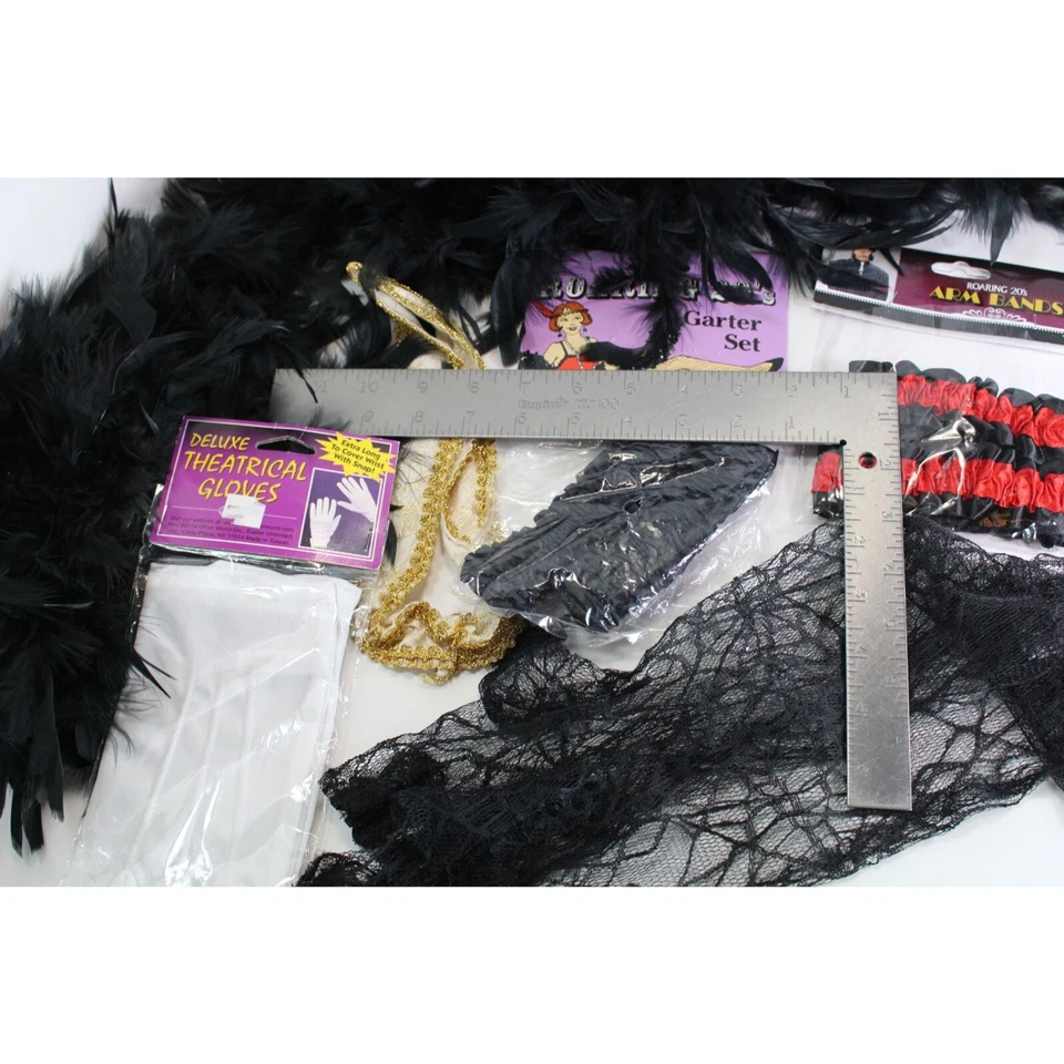 Lote Acessórios de Fantasia Boa Luvas Ligas Faixa de Cabeça Flapper de Renda 77255 - Imagem 4 de 4