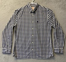Brooks Brothers Dress Shirt Mens CL Slim Blue check Button Up / 33-79