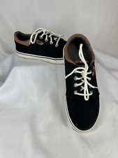 Sperry Top Sider Youth Boys Ollie Canvas Shoes Black And Brown Leather Size 4.5