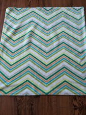 Cloud Island Baby Blanket Chevron Zig Zag Plush White Orange Green Blue 30"x30"