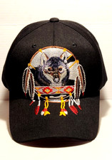 DREAM CATCHER WOLF Native Pride Indian BallCap Adjustable Hat Hook/Loop Adults