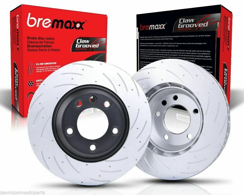 BREMAXX SLOTTED PAIR FRONT & REAR DISC BRAKE ROTORS & PADS FORD FALCON