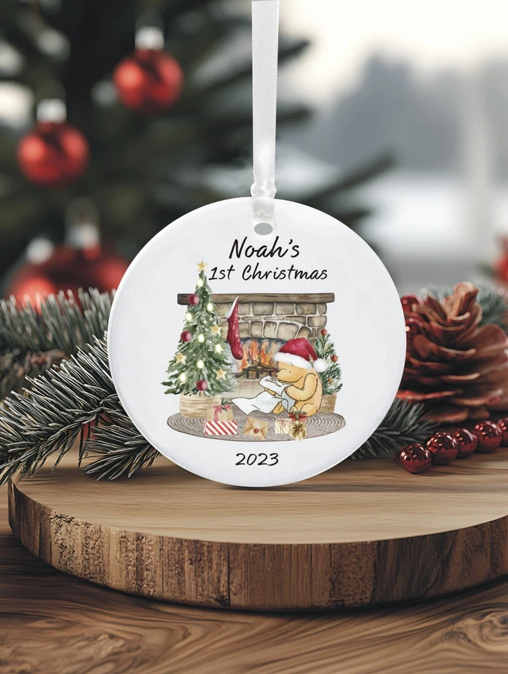 Classic Winnie The Pooh Baby's 1st Christmas Personalised Tree Decoration - Image 3 of 4