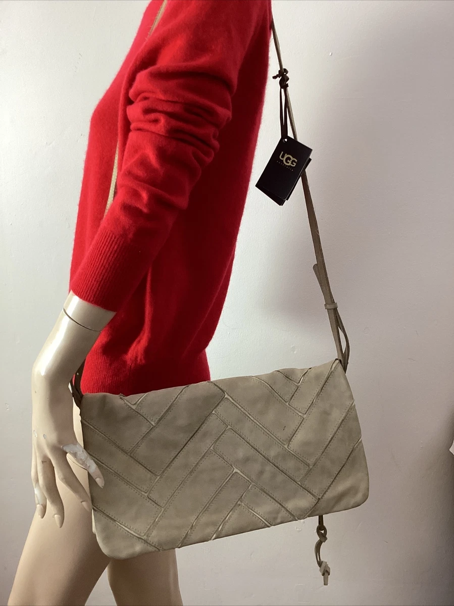 UGG australia sand suede leather clutch cross body bag 185 eBay