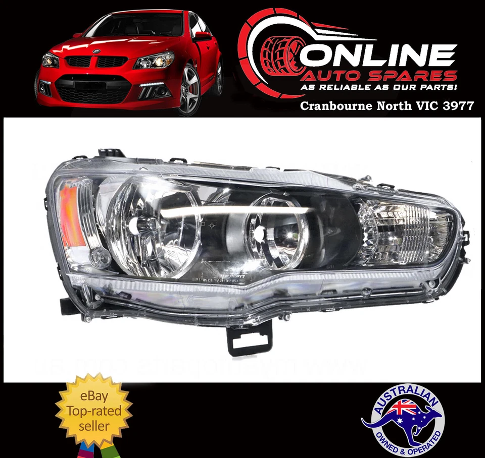 Headlight PAIR fit Mitsubishi Lancer CJ CF 9/07-12/17 head light lamp - Image 4 of 4