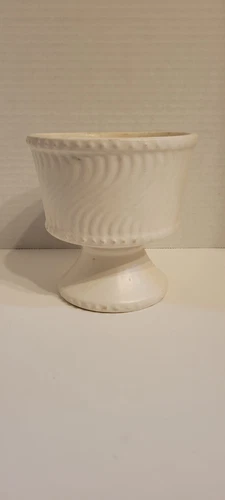 Mccoy White Matte Hobnail Swirl Footed Pedestal Planter Vintage