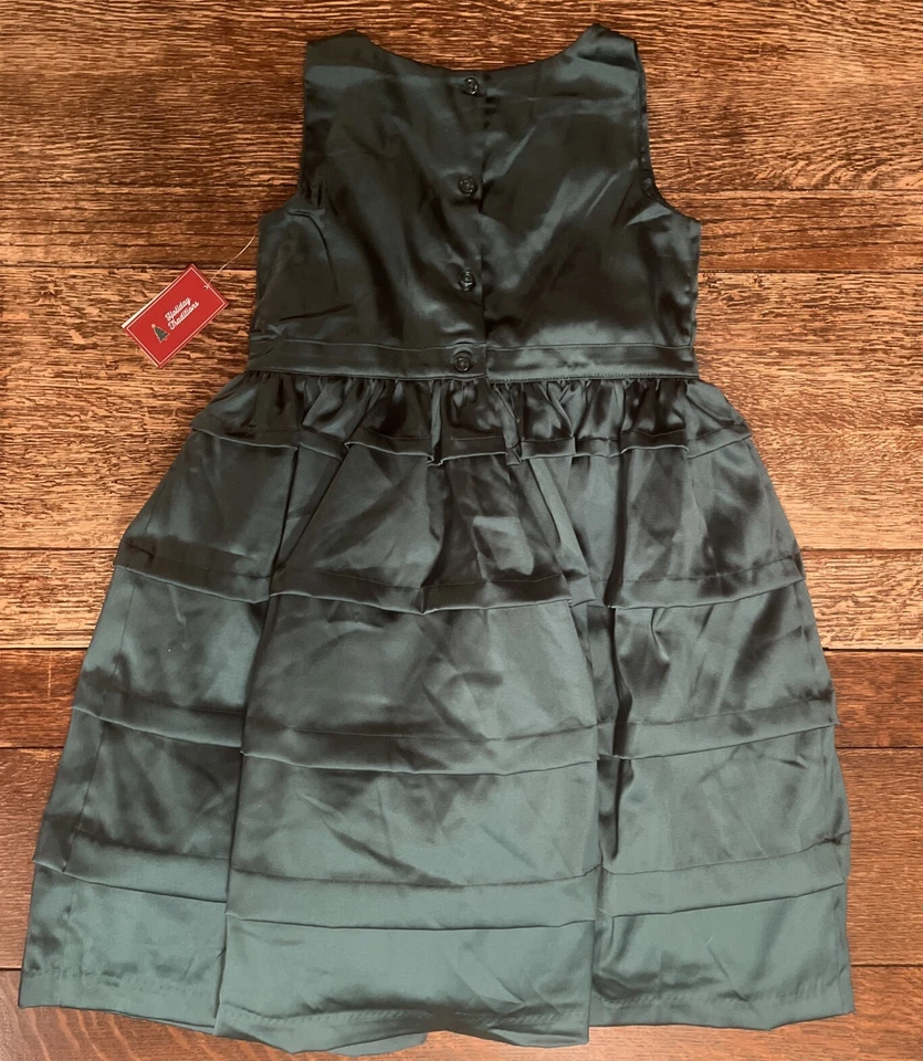 Vestido de fiesta Gymboree elegante verde satinado con enagua | Talla 7 Foto 2 de 4
