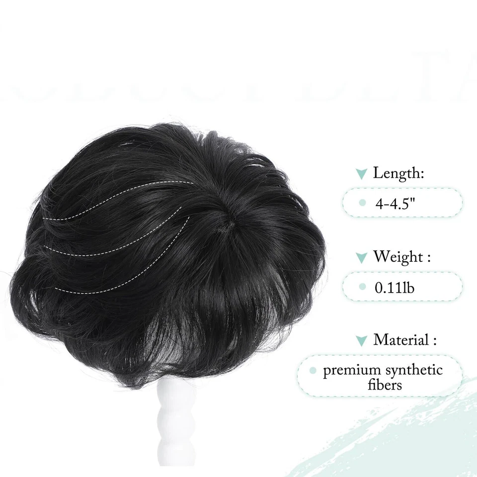 Toppers de pelo para mujer Toppers de pelo corto con flequillo 7" x 7" corte de pelo corto Foto 3 de 4