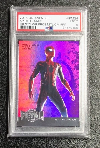 2018 Marvel Avengers #IPMG4 🔥 SPIDER-MAN PRECIOUS METAL GEMS PMG PURPLE PSA 9