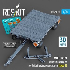 Remolque de municiones Reskit RSK72-0032 MHU-141M con plataforma plana/plataforma de carga 1/72