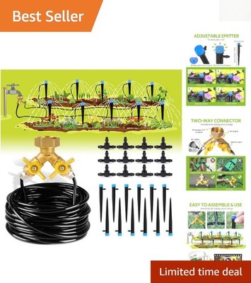 50ft Automatic Drip Irrigation Equipment Set with Adjustable Nozzles for Gardens