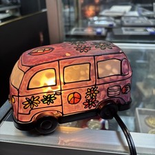 Grateful Dead Purple Glass Desk Table Lamp Hippie Tour Bus Van Tiffany