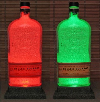 Bulleit Bourbon  Color Change Remote Control Bottle Lamp Bar Light Man Cave