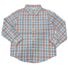NEW Janie And Jack Pink Blue Plaid Long Sleeve Button Down Size 3 Dress Shirt 