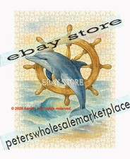 500 piece jigsaw puzzle Dolphin Ship Wheel Nautical coastal